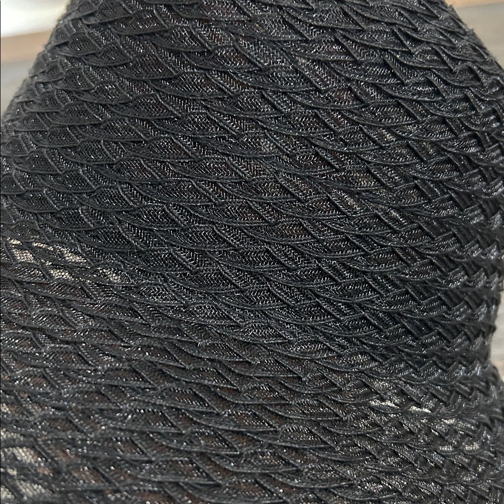 Nine West Black Woven Sun Hat Chic Wide Brim Bucket Style woven bucket hat - Picture 6 of 6
